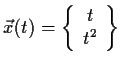 $\displaystyle \vec{x}(t)=\left\{\begin{array}{c}
t\\
t^2
\end{array}\right\}$