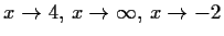 $ x\to 4,\, x\to \infty,\, x\to -2$