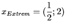 $\displaystyle x_{Extrem}=(\frac{1}{2};2)$