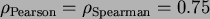 \begin{displaymath}
\rho_{\rm Pearson} = \rho_{\rm Spearman} = 0.75
\end{displaymath}