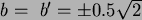 $b =\ b^\prime = \pm 0.5\sqrt{2} $