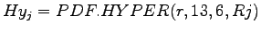 $Hy_j = PDF.HYPER(r,13,6,Rj)$