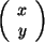 \begin{displaymath}\left(
\begin{array}{ c }
x\\
y
\end{array}\right)
\end{displaymath}