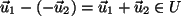 $ \vec{u}_1 - (-\vec{u}_2) = \vec{u}_1 +\vec{u}_2\in U$